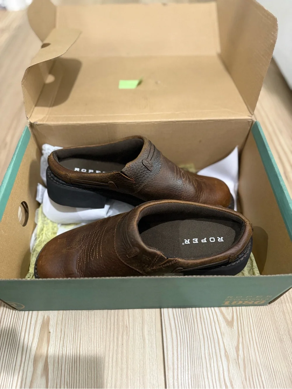 Roper Brown Leather Slip-On‎ Mules
